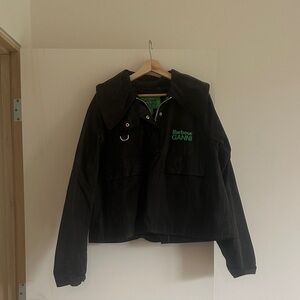 Barbour x Ganni plaid and corduroy rain jacket